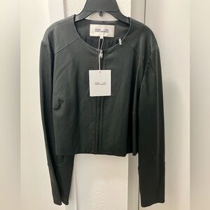DVF leather jacket cropped